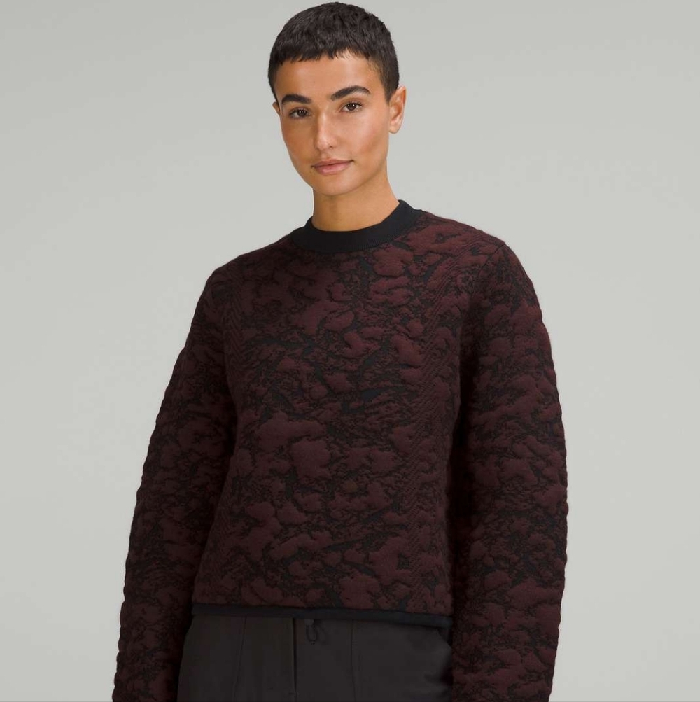 lululemon athletica Burgundy and Black Textured Crewneck Sweater
